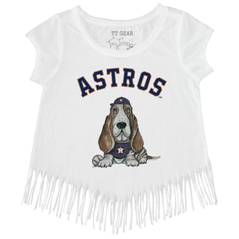 Girls Toddler Tiny Turnip White Houston Astros Puddy Fringe T-Shirt