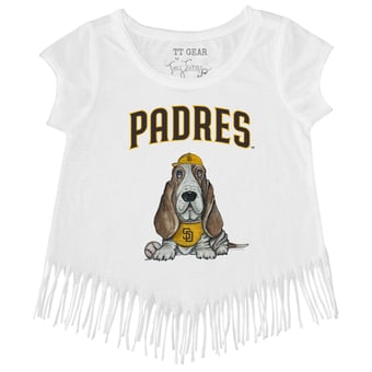 Girls Toddler Tiny Turnip White San Diego Padres Puddy Fringe T-Shirt