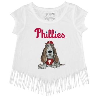 Girls Youth Tiny Turnip White Philadelphia Phillies Puddy Fringe T-Shirt