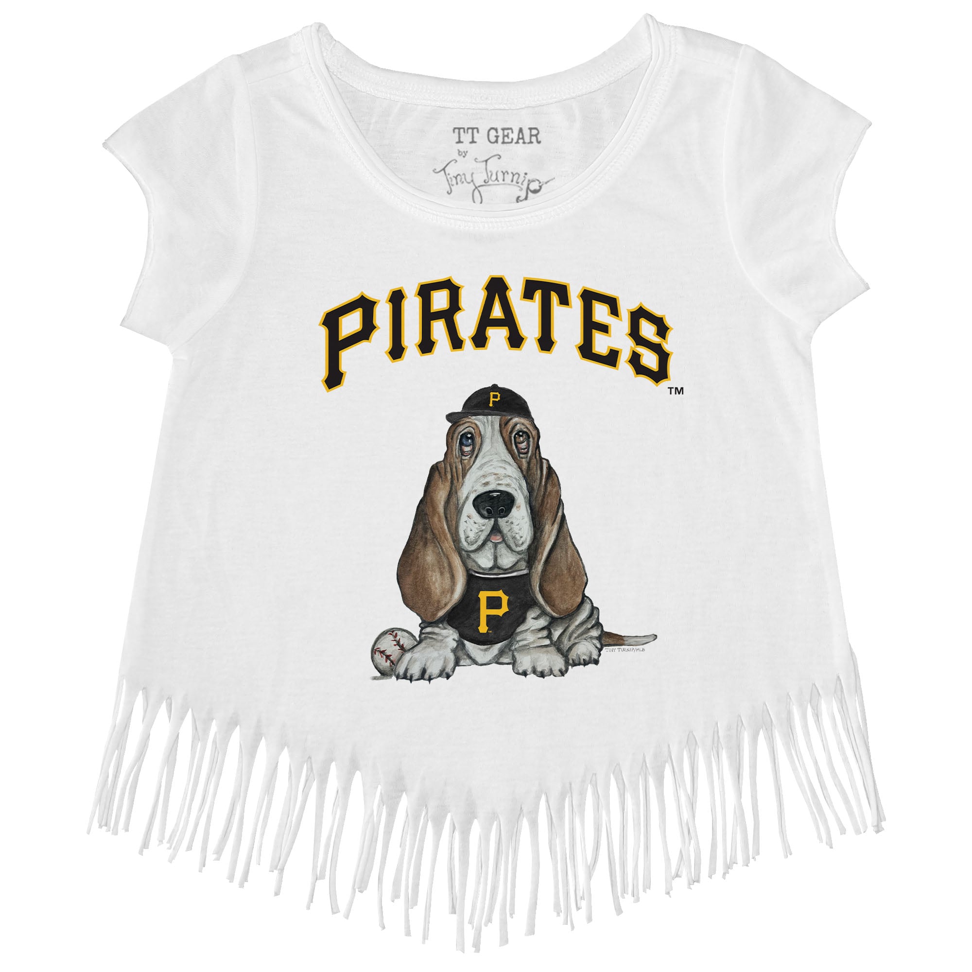 Girls Youth Tiny Turnip White Pittsburgh Pirates Puddy Fringe T-Shirt