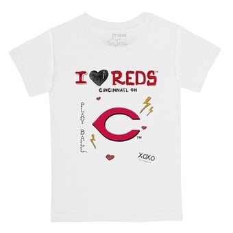 Toddler Tiny Turnip White Cincinnati Reds I Heart T-Shirt