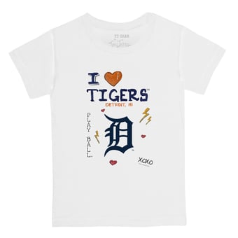 Toddler Tiny Turnip White Detroit Tigers I Heart T-Shirt