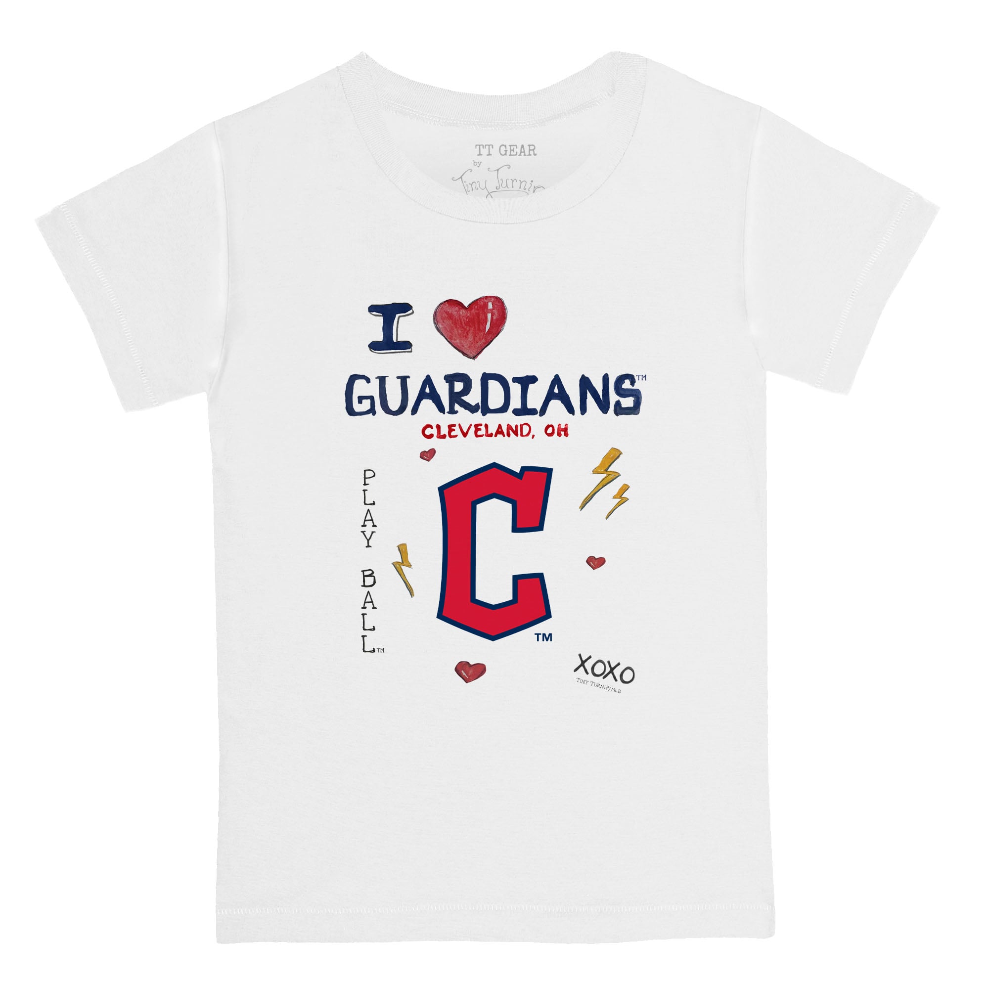 Youth Tiny Turnip White Cleveland Guardians I Heart T-Shirt