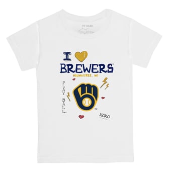 Youth Tiny Turnip White Milwaukee Brewers I Heart T-Shirt