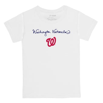 Toddler Tiny Turnip White Washington Nationals Script Logo T-Shirt