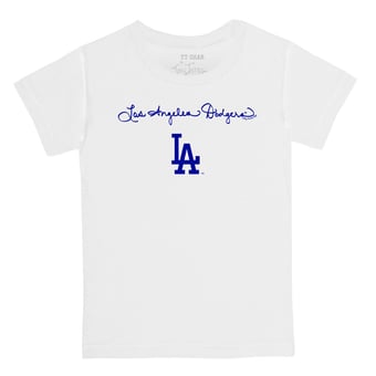 Toddler Tiny Turnip White Los Angeles Dodgers Script Logo T-Shirt