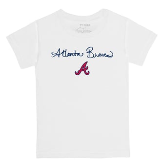 Toddler Tiny Turnip White Atlanta Braves Script Logo T-Shirt