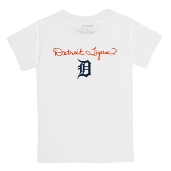 Toddler Tiny Turnip White Detroit Tigers Script Logo T-Shirt