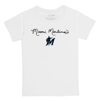 Toddler Tiny Turnip White Miami Marlins Script Logo T-Shirt