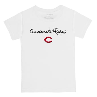 Toddler Tiny Turnip White Cincinnati Reds Script Logo T-Shirt