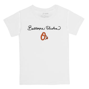 Youth Tiny Turnip White Baltimore Orioles Script Logo T-Shirt