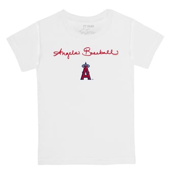 Youth Tiny Turnip White Los Angeles Angels Script Logo T-Shirt