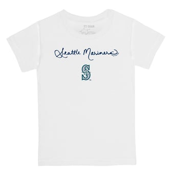 Youth Tiny Turnip White Seattle Mariners Script Logo T-Shirt