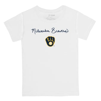Youth Tiny Turnip White Milwaukee Brewers Script Logo T-Shirt