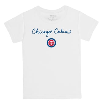 Youth Tiny Turnip White Chicago Cubs Script Logo T-Shirt