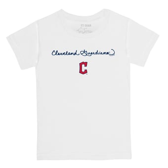 Youth Tiny Turnip White Cleveland Guardians Script Logo T-Shirt