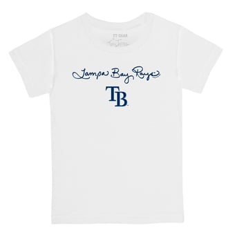 Youth Tiny Turnip White Tampa Bay Rays Script Logo T-Shirt