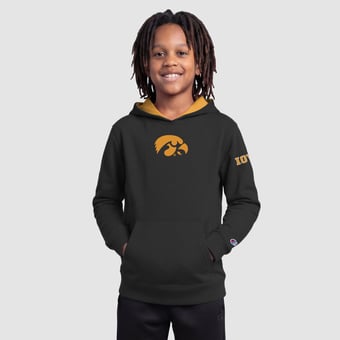 Youth Champion  Black Iowa Hawkeyes Fleece Hoodie