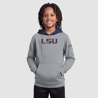 Youth Champion  Heather Gray LSU Tigers Fleece Hoodie