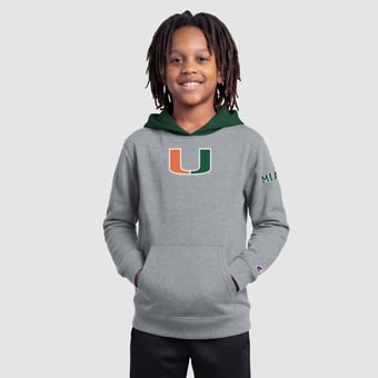 Youth Champion  Heather Gray Miami Hurricanes Fleece Hoodie