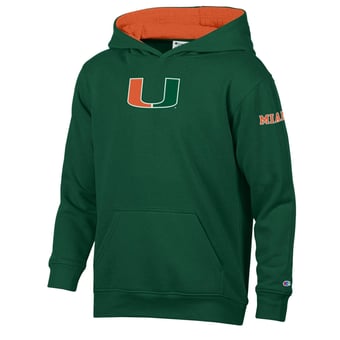 Youth Champion  Green Miami Hurricanes Fleece Hoodie