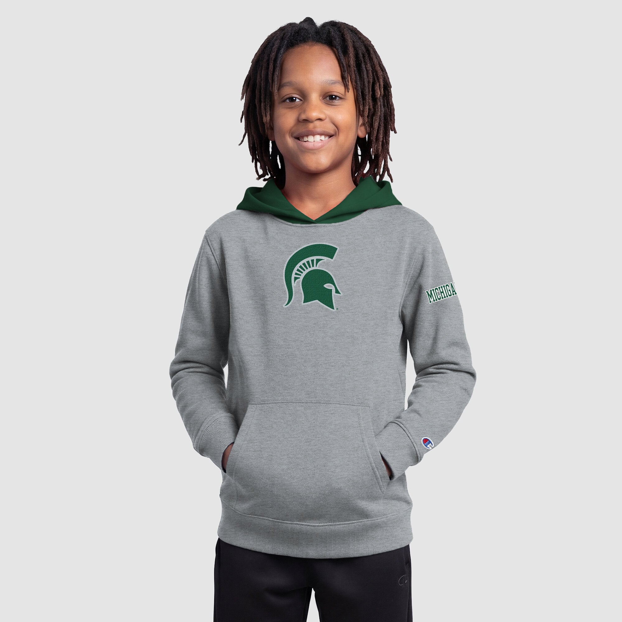 Youth Champion Heather Gray Michigan State Spartans Fleece Hoodie