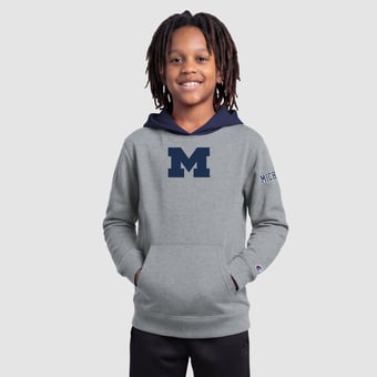 Youth Champion  Heather Gray Michigan Wolverines Fleece Hoodie