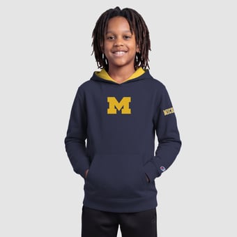 Youth Champion  Navy Michigan Wolverines Fleece Hoodie