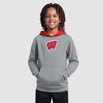 Youth Champion  Heather Gray Wisconsin Badgers Fleece Hoodie