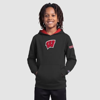 Youth Champion  Black Wisconsin Badgers Fleece Hoodie