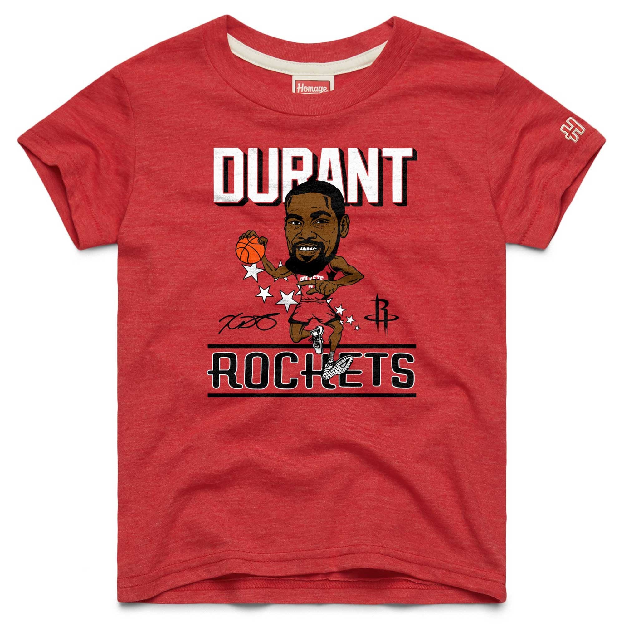 Youth Homage Kevin Durant Red Houston Rockets Caricature Tri-Blend T-Shirt