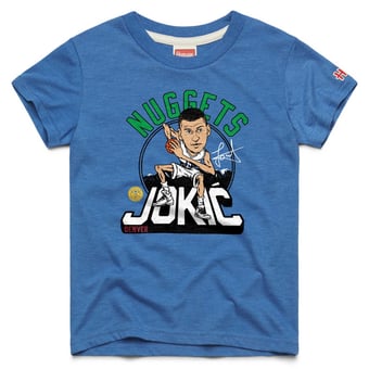 Youth Homage Nikola Joki? Blue Denver Nuggets Caricature Tri-Blend T-Shirt