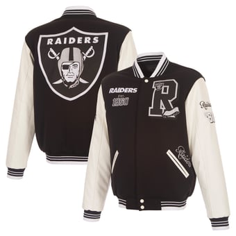 Men's JH Design  Black Las Vegas Raiders Reversible Fleece Full Snap Jacket