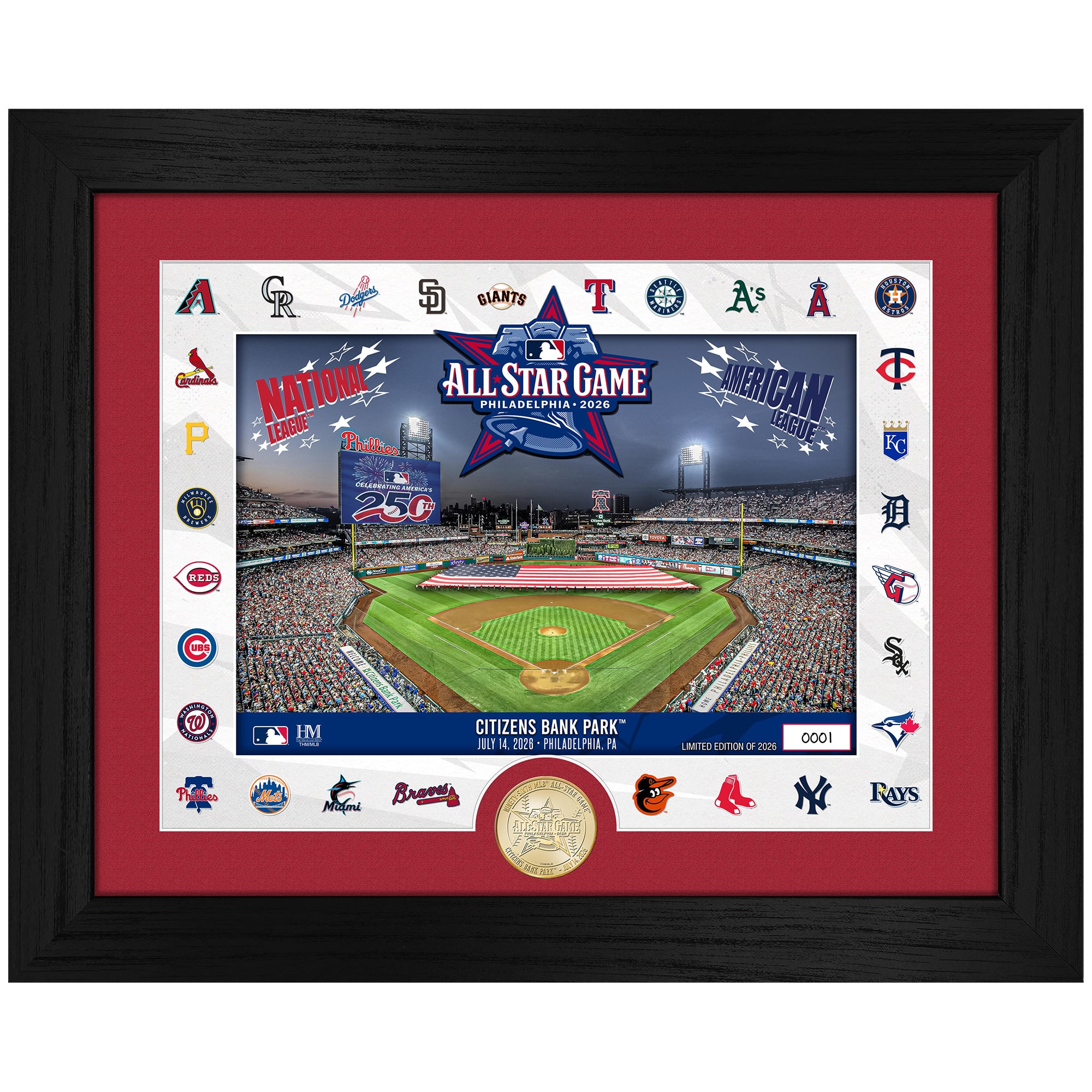 Highland Mint 2026 MLB All-Star Game 13" x 16" Bronze Coin Photo Mint