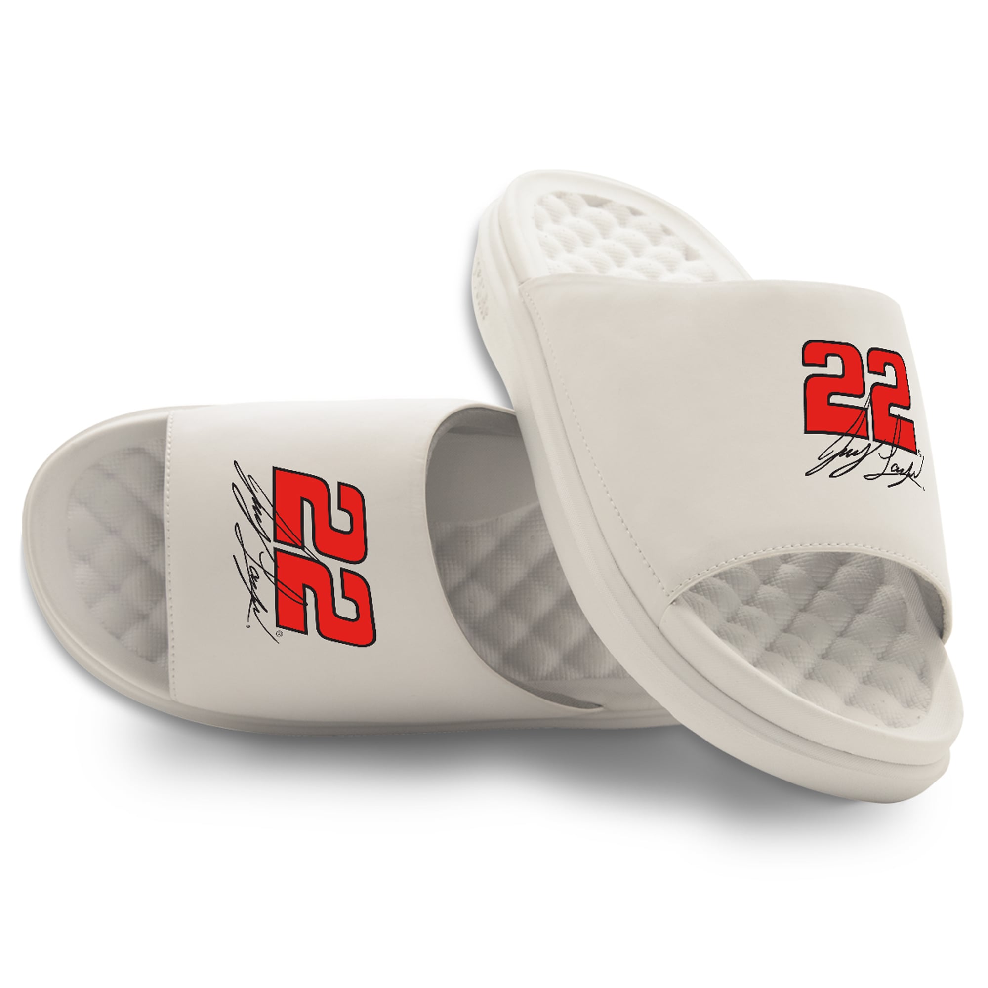 Unisex ISlide Cream Joey Logano Number & Signature Motive Slide Sandals Unisex ISlide Cream Joey Logano Number & Signature Motive Slide Sandals