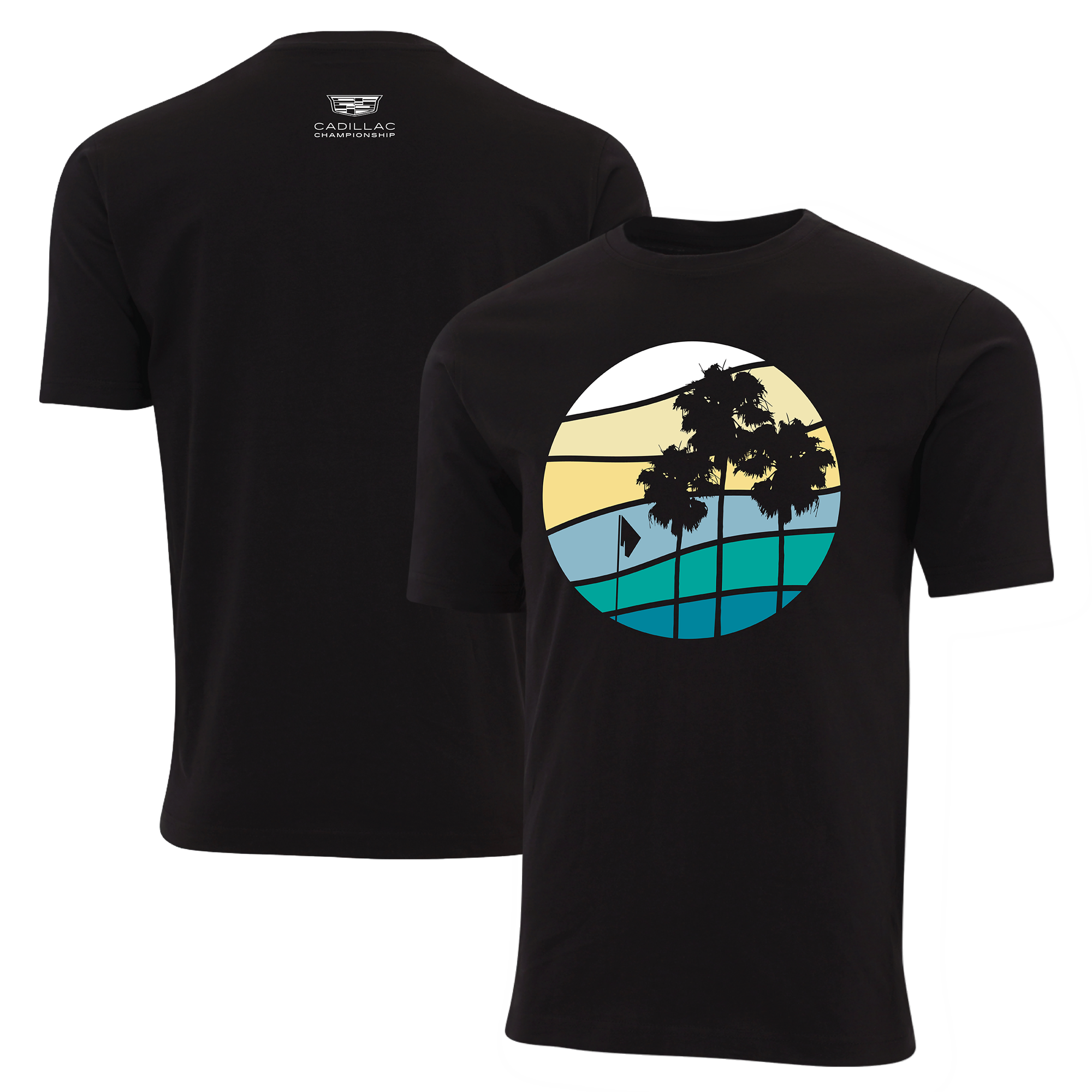 Men’s Ahead Black Cadillac Championship Palm Tree Pembroke T-Shirt Men’s Ahead Black Cadillac Championship Palm Tree Pembroke T-Shirt