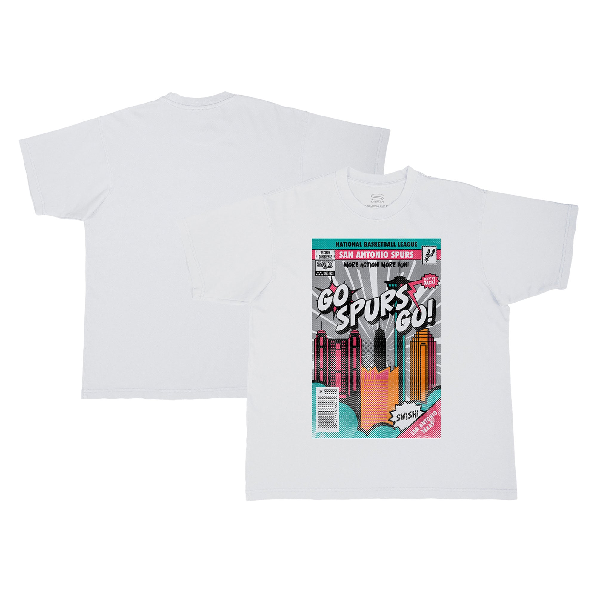 Unisex Stadium Essentials  White San Antonio Spurs Comic Book Cover Urban T-Shirt