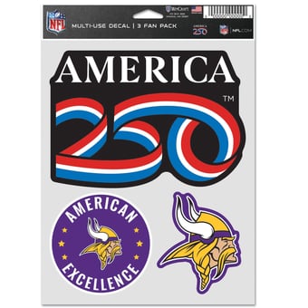 WinCraft Minnesota Vikings America 250 5.5" x 7.75" Three-Piece Fan Decal Set