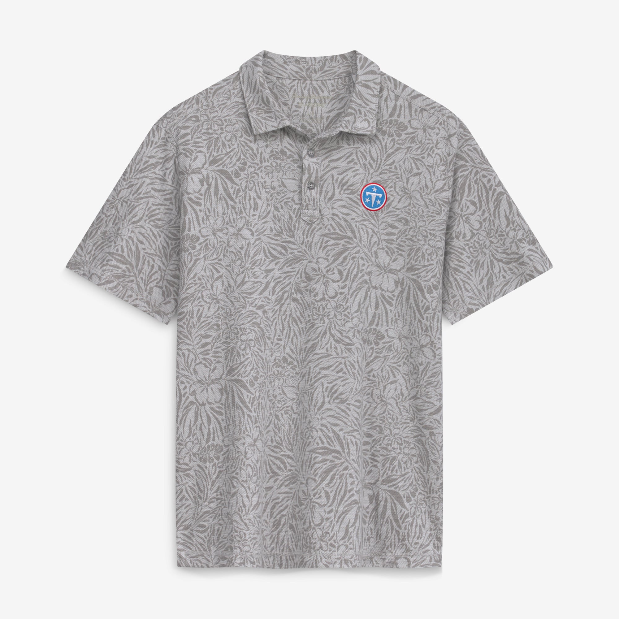 Men's Tommy Bahama Gray Tennessee Titans IslandZone Wild Hibiscus Tri-Blend Polo