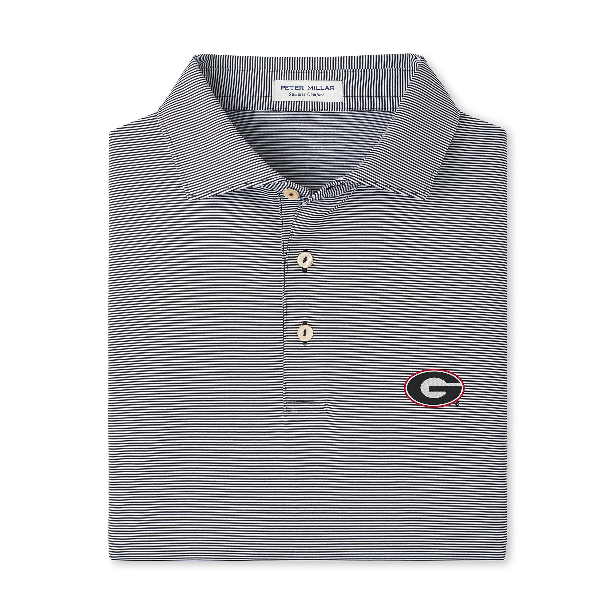 Men's Peter Millar  Black/White Georgia Bulldogs Jubilee Stripe Stretch Jersey Polo