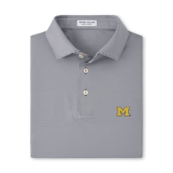 Men's Peter Millar  Gray/White Michigan Wolverines Jubilee Stripe Stretch Jersey Polo