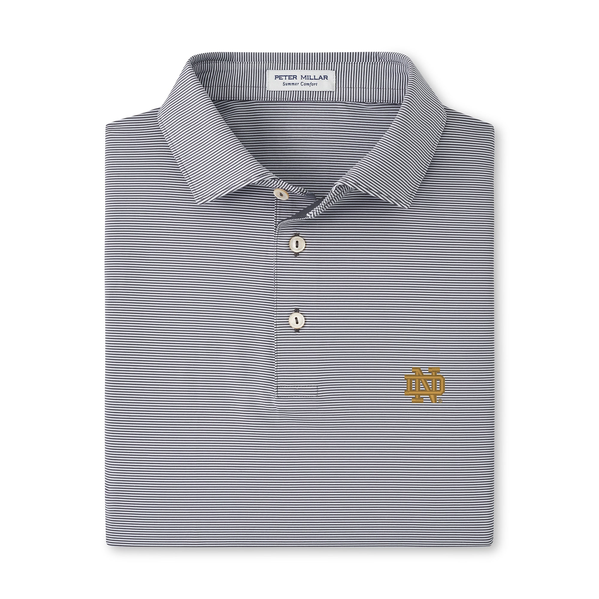 Men's Peter Millar  Gray Notre Dame Fighting Irish Jubilee Stripe Stretch Jersey Polo