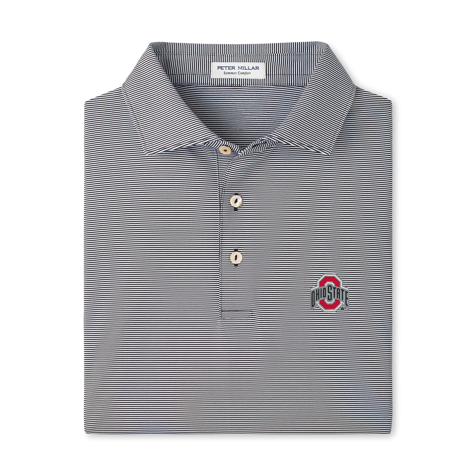 Men's Peter Millar  Black Ohio State Buckeyes Jubilee Stripe Stretch Jersey Polo