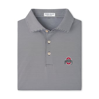 Men's Peter Millar  Black Ohio State Buckeyes Jubilee Stripe Stretch Jersey Polo