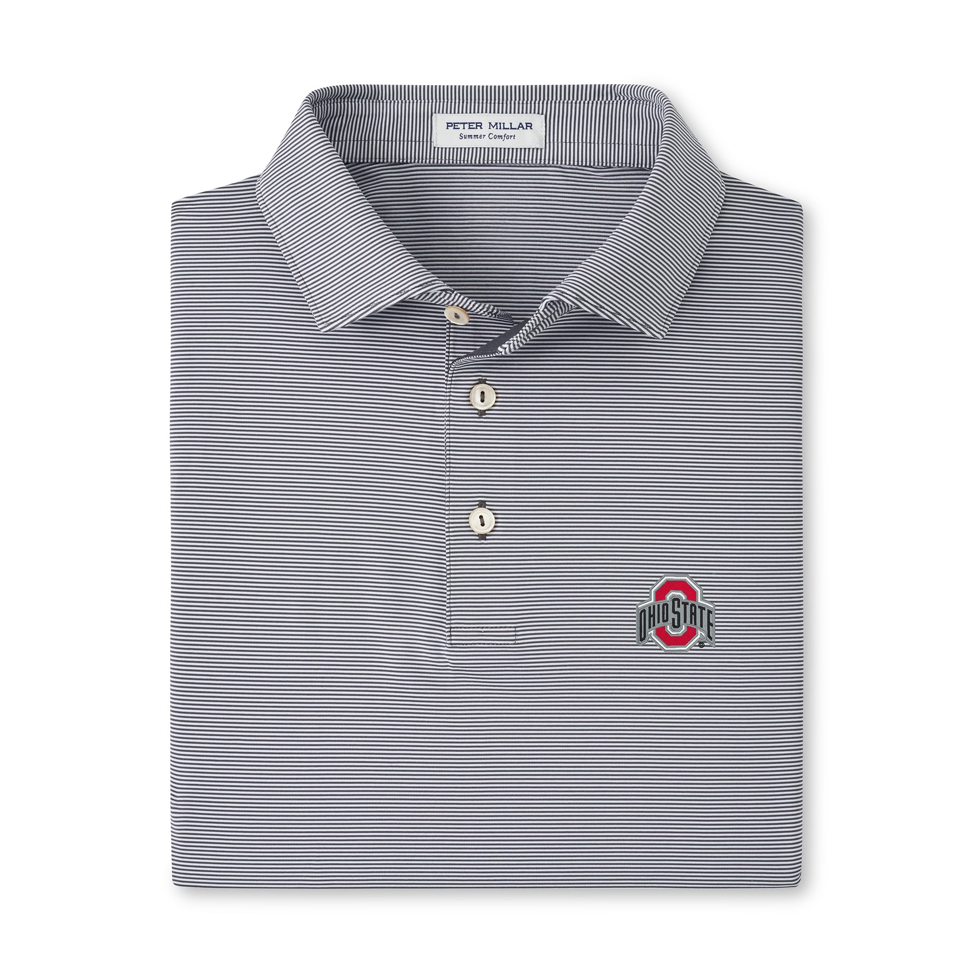 Men's Peter Millar  Gray Ohio State Buckeyes Jubilee Stripe Stretch Jersey Polo