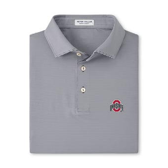Men's Peter Millar  Gray Ohio State Buckeyes Jubilee Stripe Stretch Jersey Polo