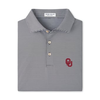 Men's Peter Millar  Black/White Oklahoma Sooners Jubilee Stripe Stretch Jersey Polo