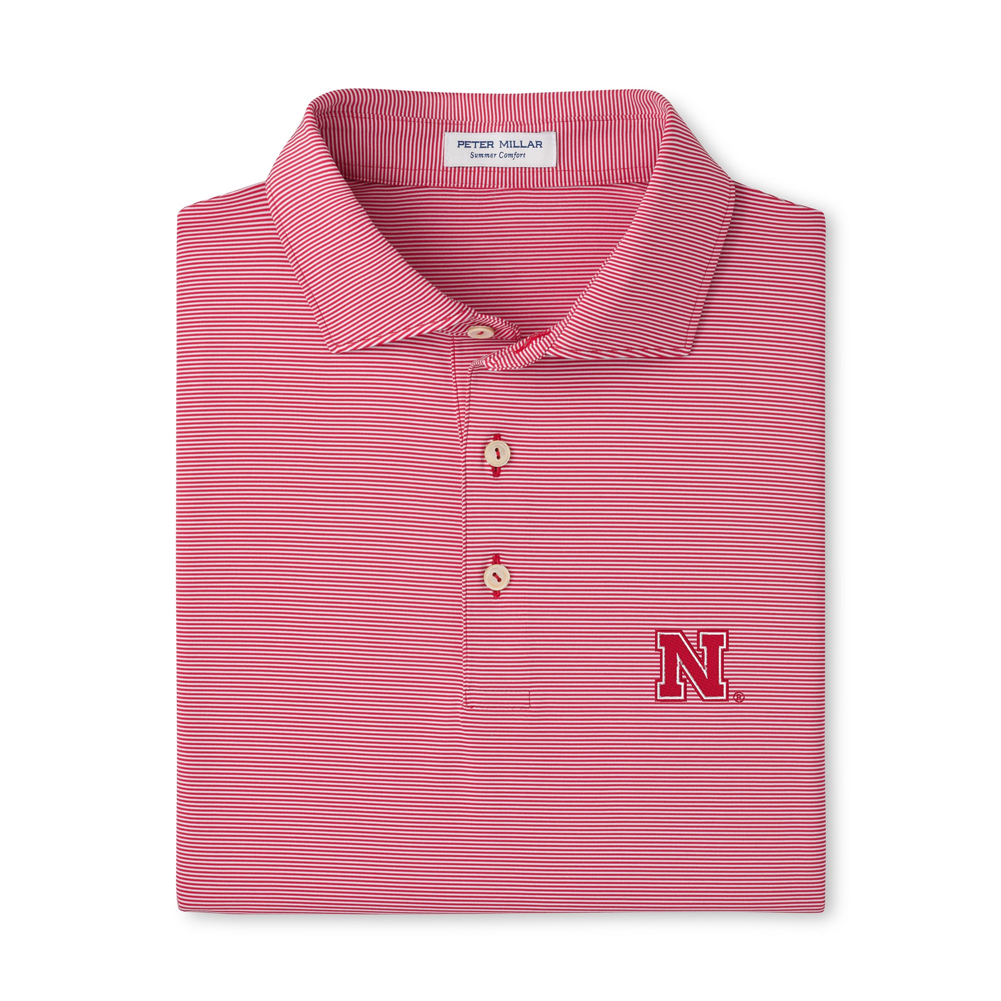 Men's Peter Millar  Scarlet Nebraska Huskers Jubilee Stripe Stretch Jersey Polo
