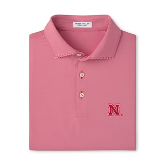 Men's Peter Millar  Scarlet Nebraska Huskers Jubilee Stripe Stretch Jersey Polo