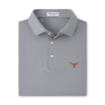 Men's Peter Millar  Gray/White Texas Longhorns Jubilee Stripe Stretch Jersey Polo
